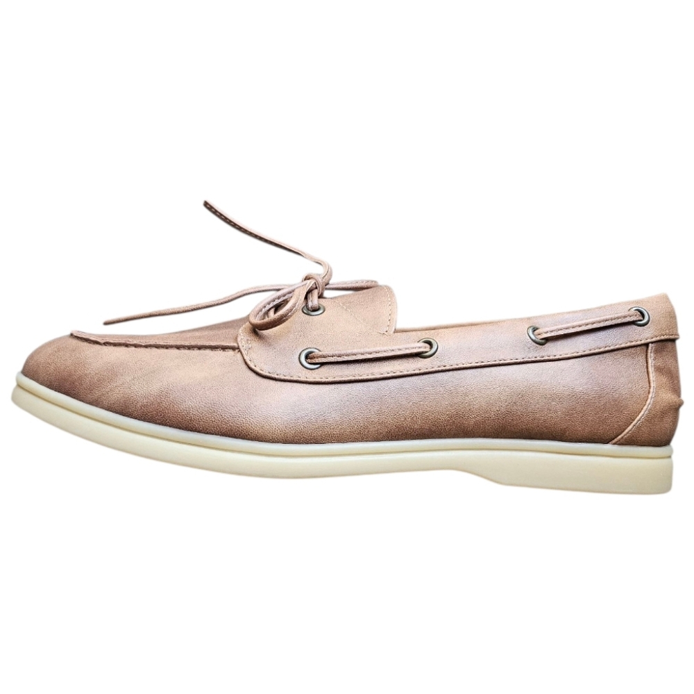 Falls Creek Faux Leather Shana Cognac Tan Boat Shoes Size 11 Casual Preppy - Picture 4 of 8